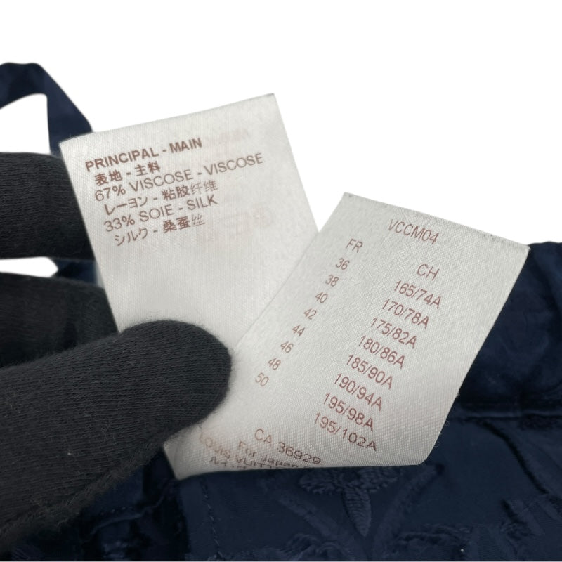 ルイ・ヴィトン LOUIS VUITTON X SUPREME モノグラム総柄シルク混パンツ HDP90W ネイビー レーヨン メンズ パンツ