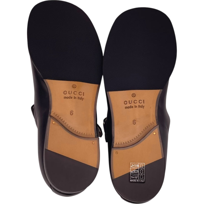 グッチ GUCCI メリージェーンローファー 634154 ブラック レザー レディース ローファー