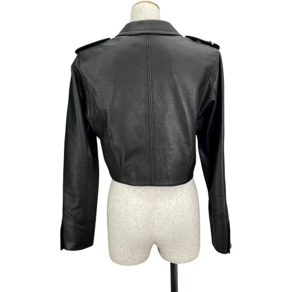 ルイ・ヴィトン LOUIS VUITTON ジップ装飾ショートレザージャケット FILJ79 ブラック レザー レディース その他アウター