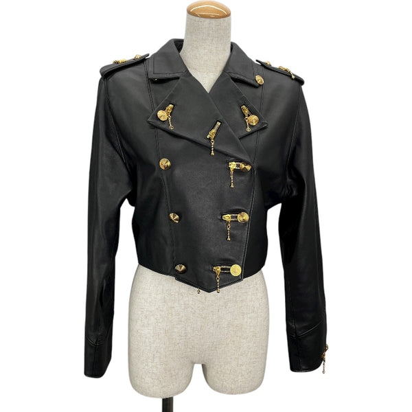 ルイ・ヴィトン LOUIS VUITTON ジップ装飾ショートレザージャケット FILJ79 ブラック レザー レディース その他アウター