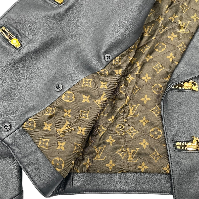 ルイ・ヴィトン LOUIS VUITTON ジップ装飾ショートレザージャケット FILJ79 ブラック レザー レディース その他アウター