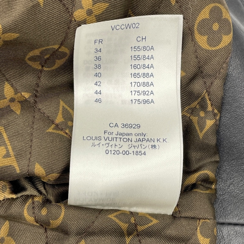 ルイ・ヴィトン LOUIS VUITTON ジップ装飾ショートレザージャケット FILJ79 ブラック レザー レディース その他アウター