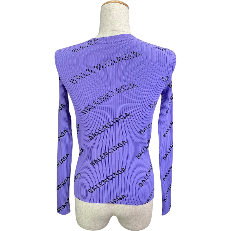 バレンシアガ BALENCIAGA ロゴプリント リブニットセーター パープル ナイロン レディース セーター
