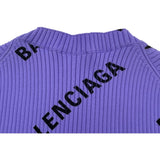 バレンシアガ BALENCIAGA ロゴプリント リブニットセーター パープル ナイロン レディース セーター