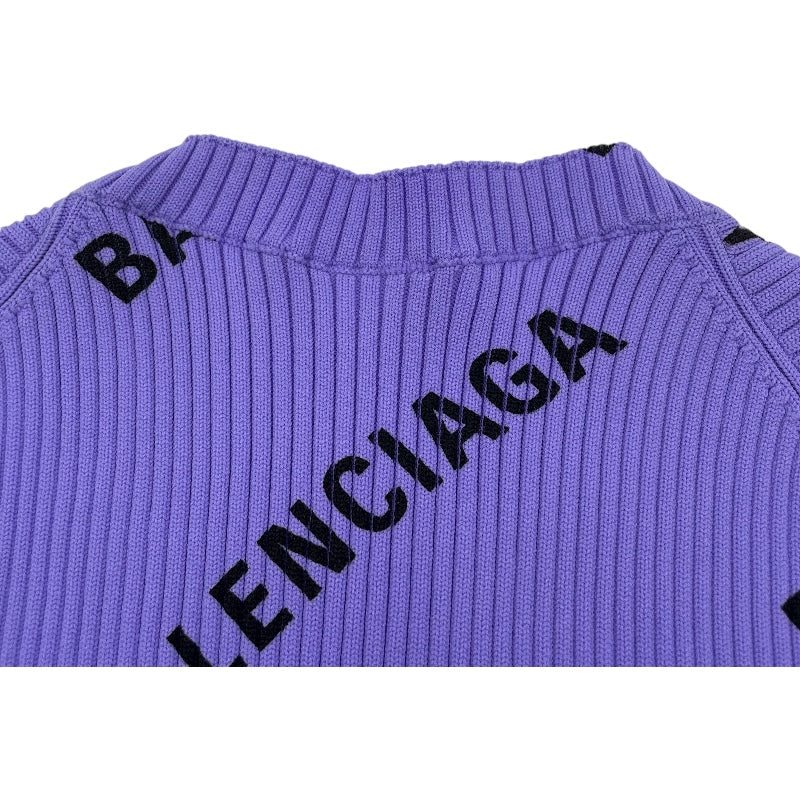バレンシアガ BALENCIAGA ロゴプリント リブニットセーター パープル ナイロン レディース セーター