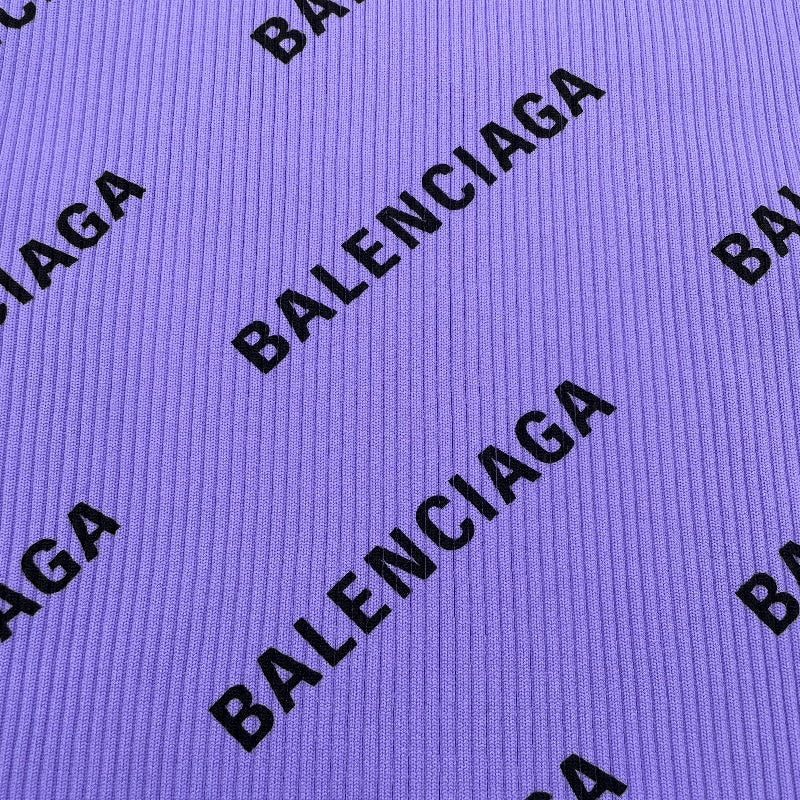 バレンシアガ BALENCIAGA ロゴプリント リブニットセーター パープル ナイロン レディース セーター