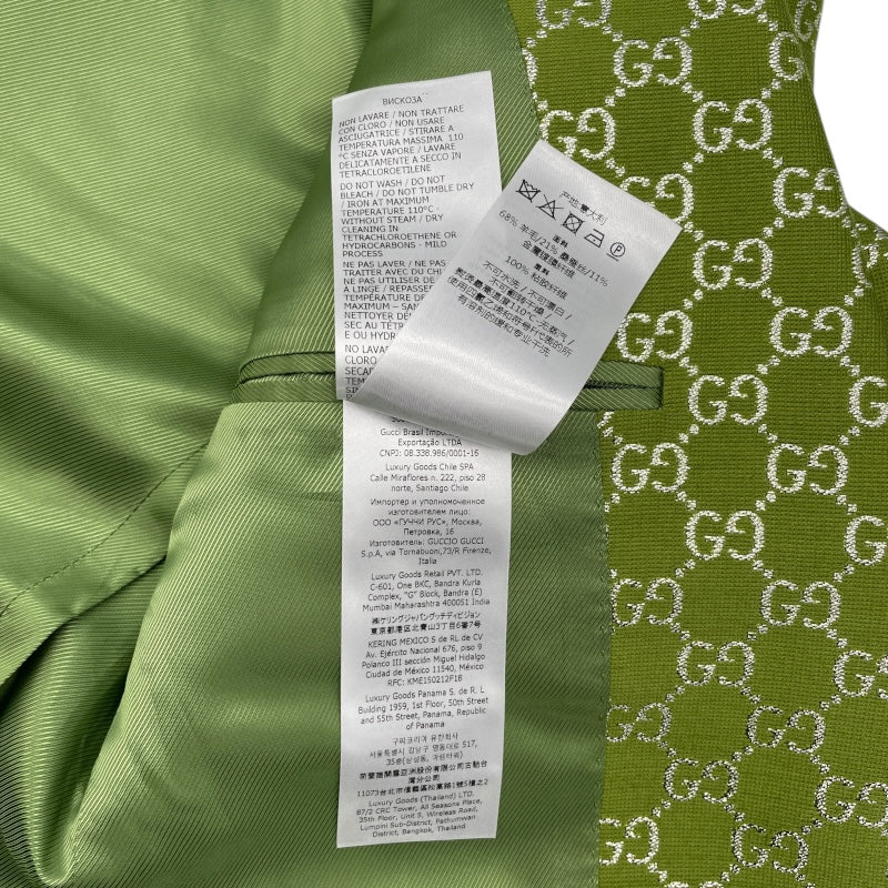 グッチ GUCCI GGジャガードテーラードジャケット 771954 グリーン ウール レディース テーラードジャケット