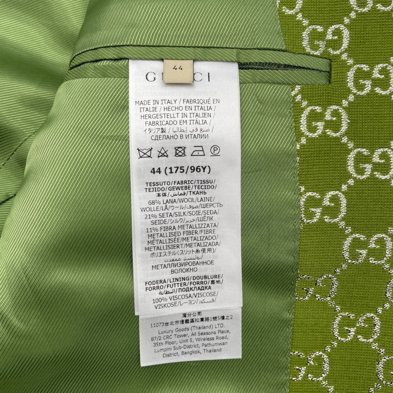 グッチ GUCCI GGジャガードテーラードジャケット 771954 グリーン ウール レディース テーラードジャケット