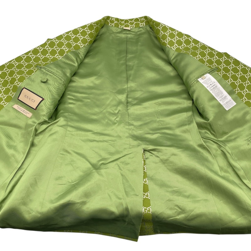 グッチ GUCCI GGジャガードテーラードジャケット 771954 グリーン ウール レディース テーラードジャケット