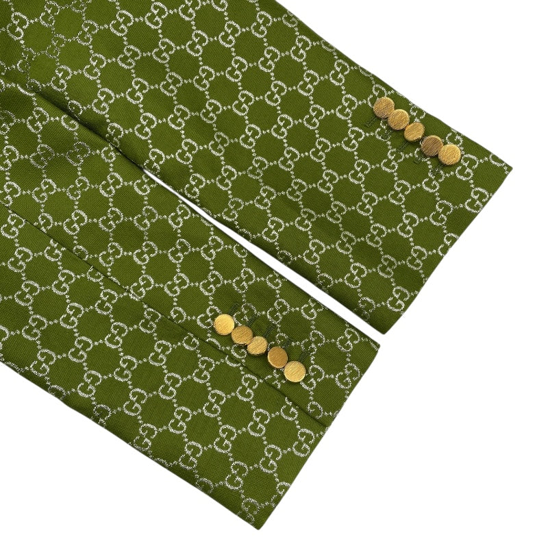 グッチ GUCCI GGジャガードテーラードジャケット 771954 グリーン ウール レディース テーラードジャケット