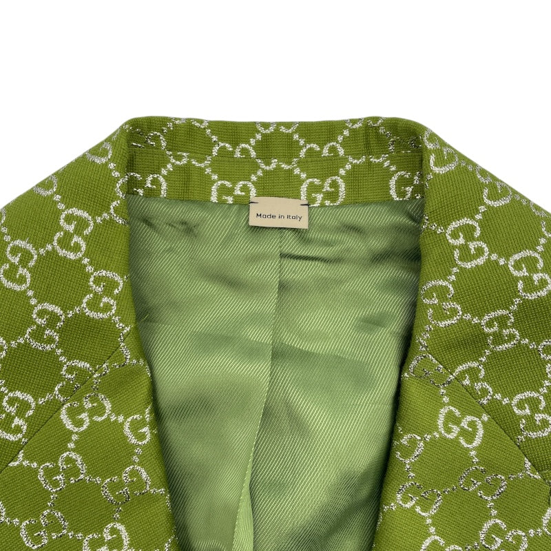 グッチ GUCCI GGジャガードテーラードジャケット 771954 グリーン ウール レディース テーラードジャケット