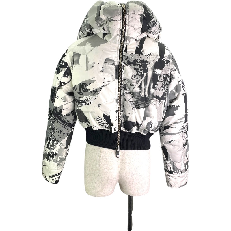 ヴェルサーチ VERSACE 総柄ダウンジャケット BD50381 ホワイト ナイロン レディース ダウンジャケット