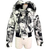 ヴェルサーチ VERSACE 総柄ダウンジャケット BD50381 ホワイト ナイロン レディース ダウンジャケット