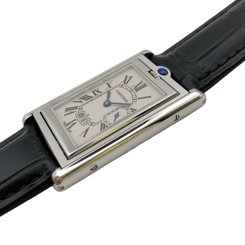 カルティエ Cartier タンクバスキュラメントLM W1016055 ホワイト ステンレススチール SS メンズ 腕時計