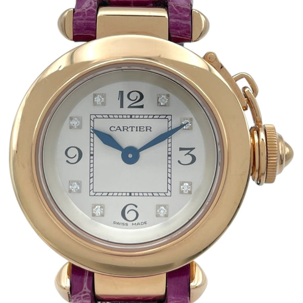 カルティエ Cartier ミスパシャ 30mm WJ124028 シルバー K18PG/革ベルト クオーツ レディース 腕時計