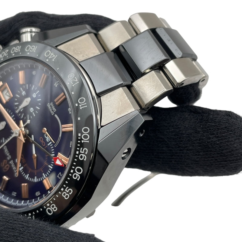 グランドセイコー Grand Seiko スポーツコレクション スプリングドライブ クロノグラフ GMT SBGC219 ブルー チタン/セラミック 自動巻き メンズ 腕時計