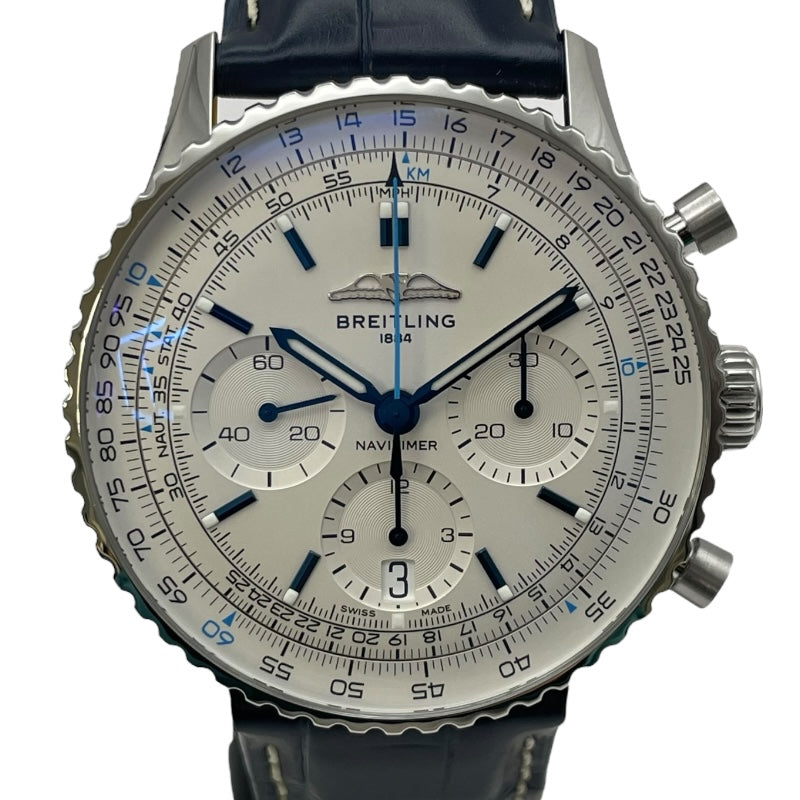 ブライトリング BREITLING ナビタイマーB01 クロノグラフ 41 AB0139 シルバー SS/革ベルト 自動巻き メンズ 腕時計
