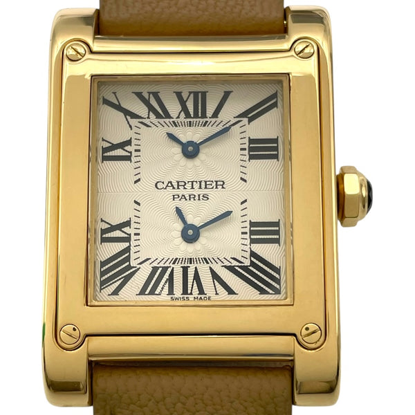 カルティエ Cartier タンクアビス 2タイムゾーン LM W1534251 アイボリー K18 手巻き メンズ 腕時計