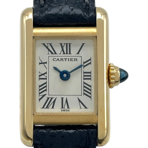 カルティエ Cartier ミニタンク W1501856 シルバー K18YG/革ベルト クオーツ レディース 腕時計