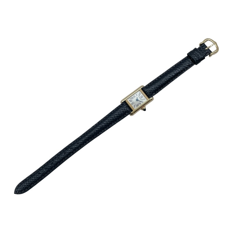 カルティエ Cartier ミニタンク W1501856 シルバー K18YG/革ベルト クオーツ レディース 腕時計