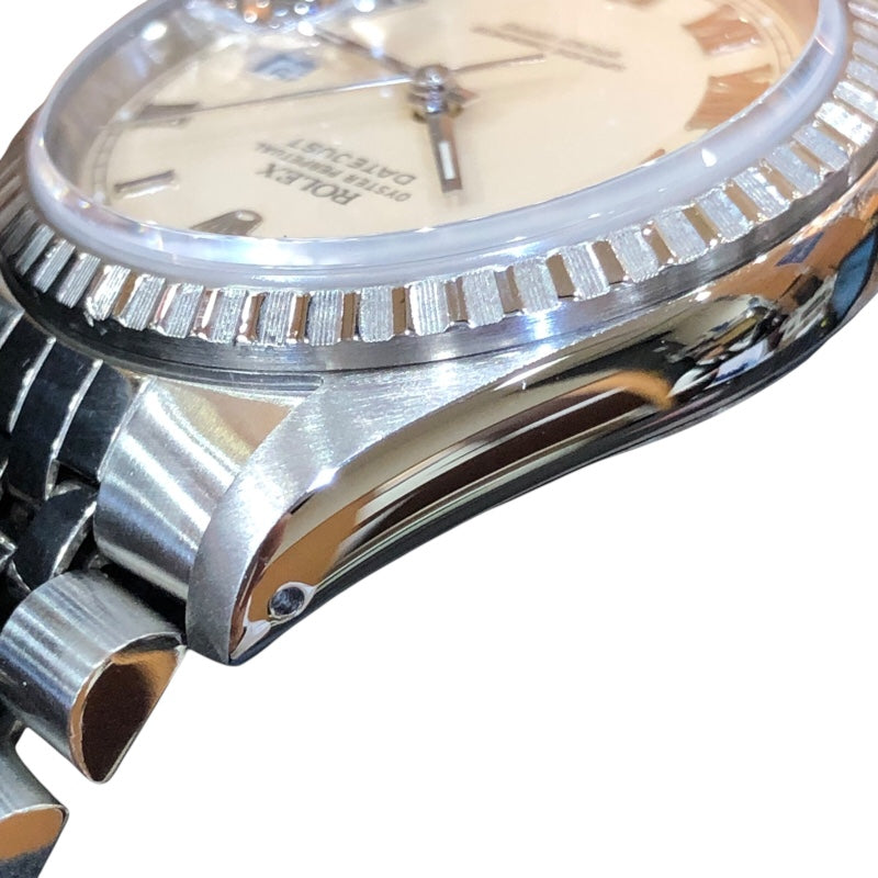 ロレックス ROLEX デイトジャスト 16220 アイボリー SS メンズ 腕時計