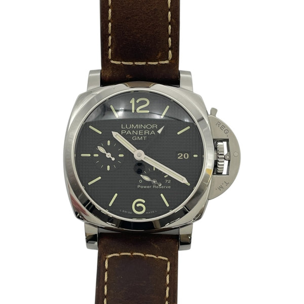 パネライ PANERAI ルミノール1950 3デイズ GMT パワーリザーブ PAM00537 ブラック SS/革ベルト 自動巻き メンズ 腕時計