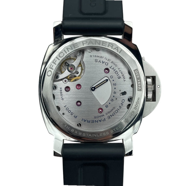 パネライ PANERAI ルミノール レフトハンド 8デイズ アッチャイオ PAM00796 ブラック SS×ラバーベルト 手巻き メンズ 腕時計