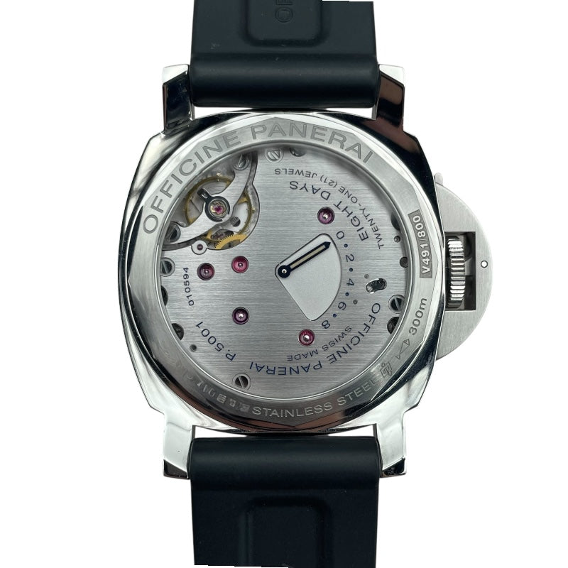 パネライ PANERAI ルミノール レフトハンド 8デイズ アッチャイオ PAM00796 ブラック SS×ラバーベルト 手巻き メンズ 腕時計