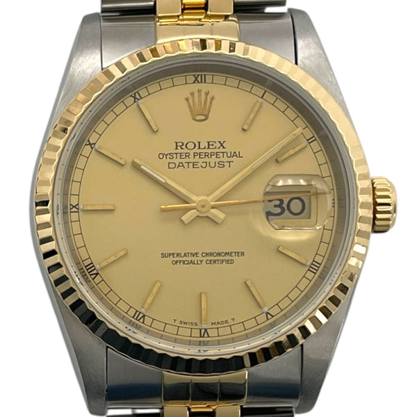 ロレックス ROLEX デイトジャスト 16233 シャンパン K18/SS 自動巻き メンズ 腕時計