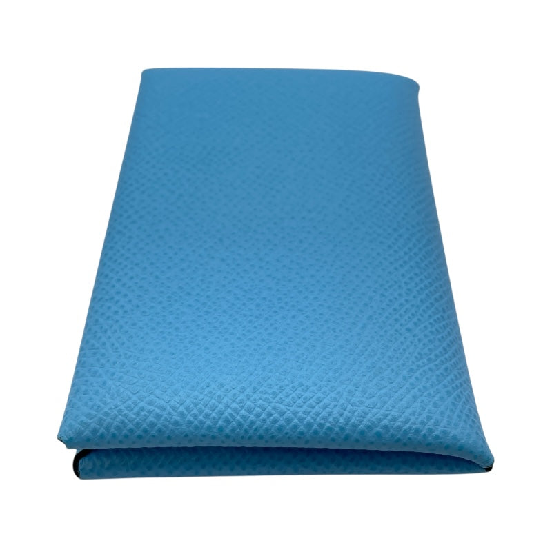 エルメス HERMES カルヴィ B刻 セレステ SV金具 エプソン ユニセックス カードケース