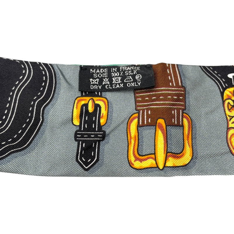 エルメス ツイリー ロカバール 馬柄 スカーフ グレー グリーン エルメス ツイリー ロカバール 馬柄 スカーフ グレー グリーン