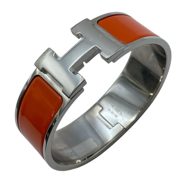 エルメス HERMES クリッククラックH GM オレンジ SV金具 メタル レディース バングル