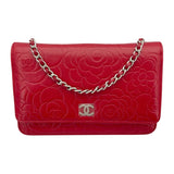 シャネル CHANEL マトラッセチェーン ウォレット A33814 19番台 レッド SV金具 カーフスキン レディース ショルダーバッグ