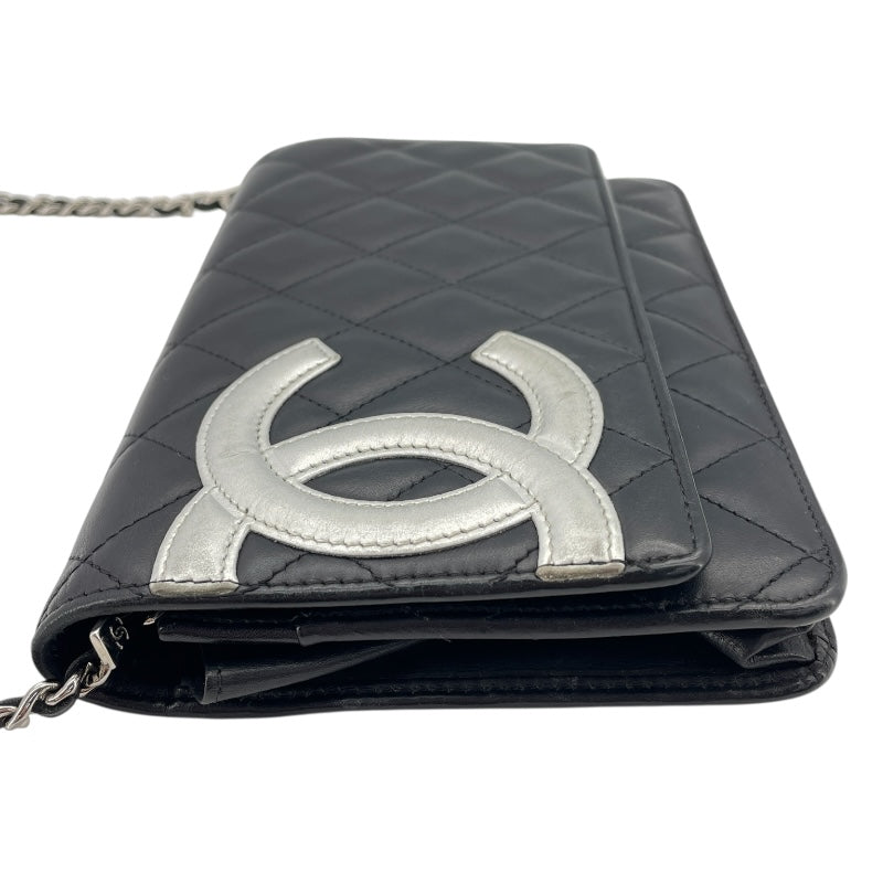 シャネル CHANEL カンボンラインチェーンウォレット A46646 15番台 ブラック SV金具 カーフ レディース ウォレットチェーン