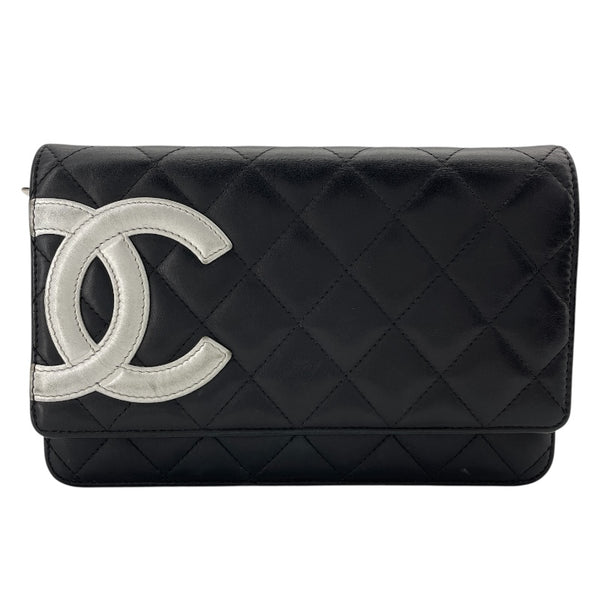 シャネル CHANEL カンボンラインチェーンウォレット A46646 15番台 ブラック SV金具 カーフ レディース ウォレットチェーン