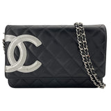 シャネル CHANEL カンボンラインチェーンウォレット A46646 15番台 ブラック SV金具 カーフ レディース ウォレットチェーン