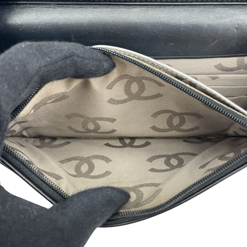 シャネル CHANEL カンボンラインチェーンウォレット A46646 15番台 ブラック SV金具 カーフ レディース ウォレットチェーン