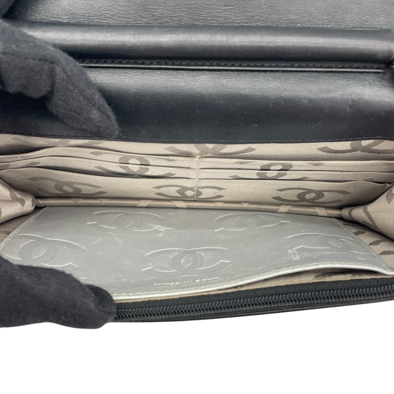 シャネル CHANEL カンボンラインチェーンウォレット A46646 15番台 ブラック SV金具 カーフ レディース ウォレットチェーン
