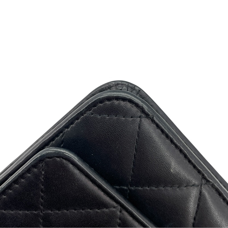 シャネル CHANEL カンボンラインチェーンウォレット A46646 15番台 ブラック SV金具 カーフ レディース ウォレットチェーン