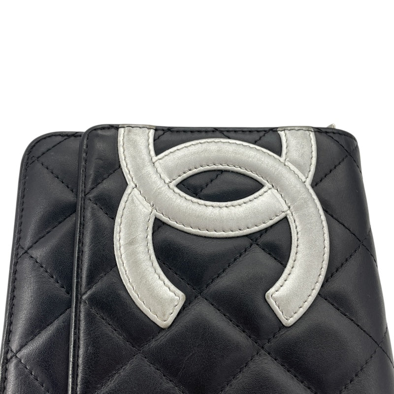 シャネル CHANEL カンボンラインチェーンウォレット A46646 15番台 ブラック SV金具 カーフ レディース ウォレットチェーン