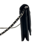 シャネル CHANEL カンボンラインチェーンウォレット A46646 20番台 ブラック SV金具 カーフ レディース ウォレットチェーン