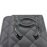 シャネル CHANEL カンボンラインチェーンウォレット A46646 20番台 ブラック SV金具 カーフ レディース ウォレットチェーン