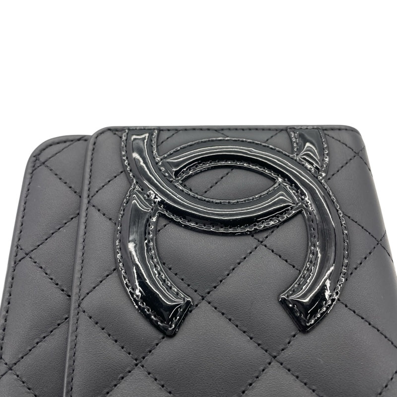 シャネル CHANEL カンボンラインチェーンウォレット A46646 20番台 ブラック SV金具 カーフ レディース ウォレットチェーン