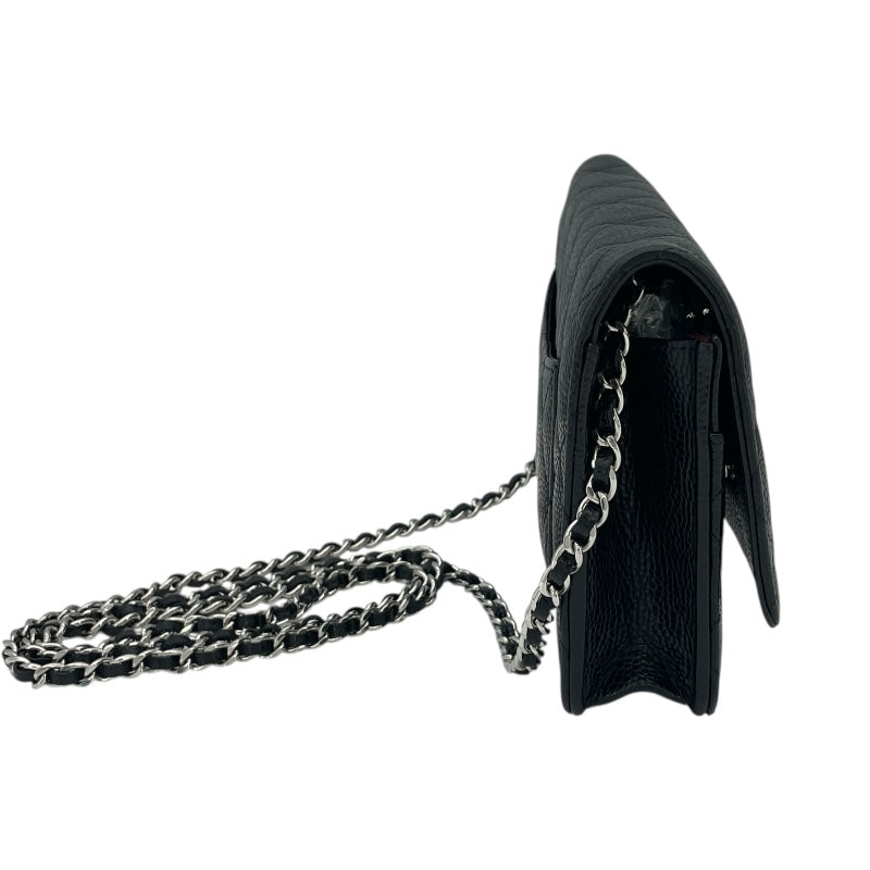 シャネル CHANEL マトラッセ チェーンウォレット AP0250 ブラック SV金具 キャビアスキン レディース ショルダーバッグ