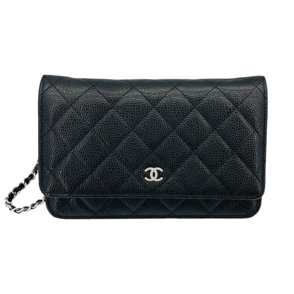 シャネル CHANEL マトラッセ チェーンウォレット AP0250 ブラック SV金具 キャビアスキン レディース ショルダーバッグ