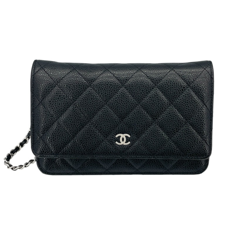 シャネル CHANEL マトラッセ チェーンウォレット AP0250 ブラック SV金具 キャビアスキン レディース ショルダーバッグ