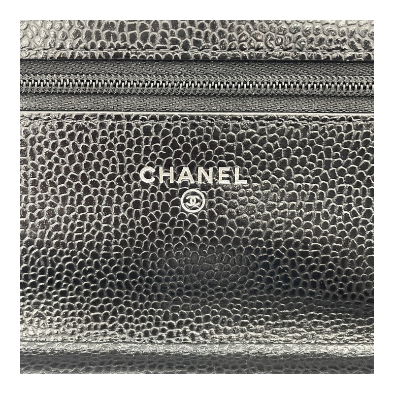 シャネル CHANEL マトラッセ チェーンウォレット AP0250 ブラック SV金具 キャビアスキン レディース ショルダーバッグ