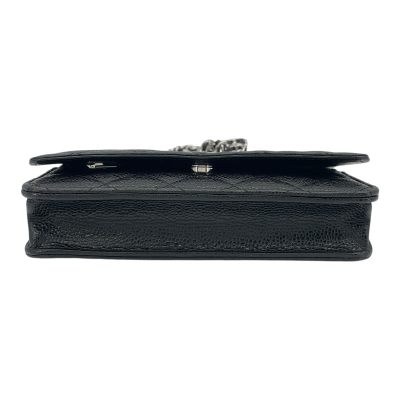 シャネル CHANEL マトラッセ チェーンウォレット AP0250 ブラック SV金具 キャビアスキン レディース ショルダーバッグ