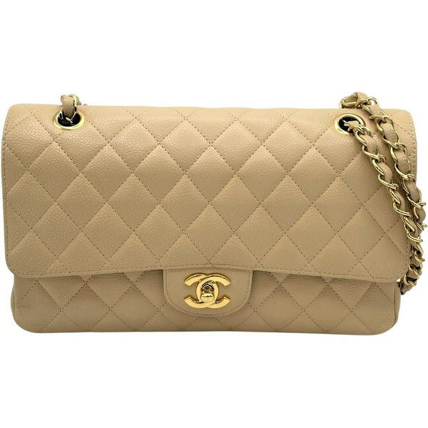 シャネル CHANEL マトラッセ25 A01112 14番台 ベージュ GD金具 キャビア レディース ショルダーバッグ