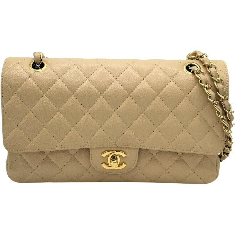 シャネル CHANEL マトラッセ25 A01112 14番台 ベージュ GD金具 キャビア レディース ショルダーバッグ